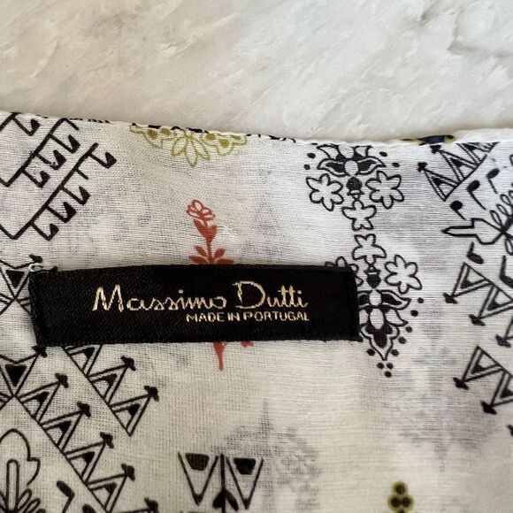 Massimo Dutti silk blend Tribal Print Boho Blouse size 10 - Picture 4 of 8